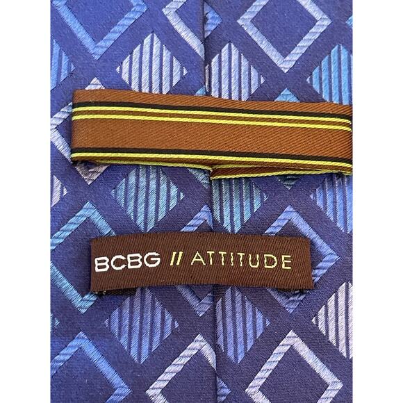 Bcbg Attitude Blue Hand Made 100% Imported Silk Men’s Neck Tie Made In China - Picture 8 of 9